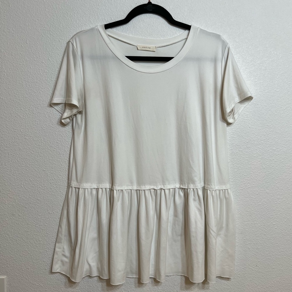 Entro white peplum short sleeve t shirt size small